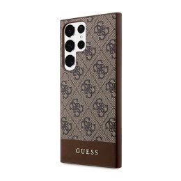 Guess 4G Bottom Stripe Metal Logo Collection - Case for Samsung Galaxy S23 Ultra (Brown)