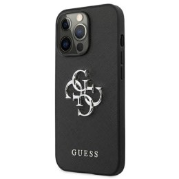 Guess Saffiano 4G Big Silver Logo - Case for iPhone 13 Pro (Black)