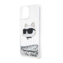 Karl Lagerfeld Liquid Glitter NFT Choupette Head - Case for iPhone 12 / iPhone 12 Pro (Silver)