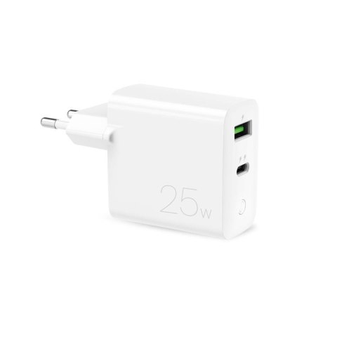 PURO Mini Fast Travel Charger - Fast USB-A + USB-C Power Delivery 25W (white)