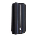 BMW Booktype Leather Stamp Blue Lines - Case for iPhone 14 Pro (Black)