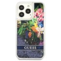 Guess Liquid Glitter Flower - Cover for iPhone 13 Pro (Blue)