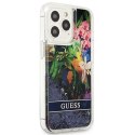 Guess Liquid Glitter Flower - Cover for iPhone 13 Pro (Blue)
