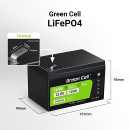 Green Cell - LiFePO4 12V 12.8V 12Ah battery for photovoltaic systems, motorhomes and boats