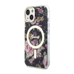 Guess Flower MagSafe - Case for iPhone 14 Plus (Black)