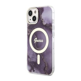 Guess Golden Marble MagSafe - Case for iPhone 14 (Purple)