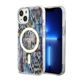 Guess Leopard MagSafe - Case for iPhone 14 (Blue)