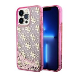 Guess Liquid Glitter Transculent 4G - Case for iPhone 14 Pro Max (Pink)