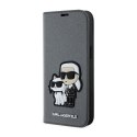 Karl Lagerfeld Booktype NFT Saffiano Karl & Choupette - Case for iPhone 14 (Silver)