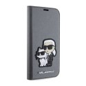 Karl Lagerfeld Booktype NFT Saffiano Karl & Choupette - Case for iPhone 14 (Silver)