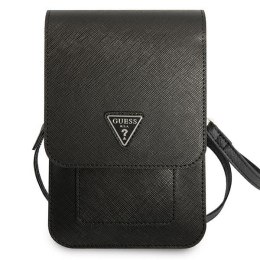 Guess Wallet Saffiano Triangle Logo Phone Bag (Black)