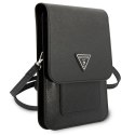 Guess Wallet Saffiano Triangle Logo Phone Bag (Black)