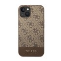 Guess 4G Bottom Stripe Metal Logo Collection - Case for iPhone 14 (Brown)