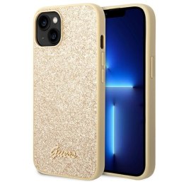 Guess Glitter Flakes Metal Logo Case - Case for iPhone 14 Plus (Gold)
