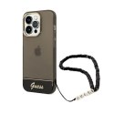 Guess Translucent Pearl Strap - Case for iPhone 14 Pro (Black)