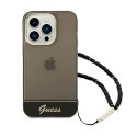 Guess Translucent Pearl Strap - Case for iPhone 14 Pro (Black)