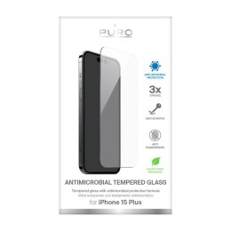 PURO Anti-Bacterial Tempered Glass - Tempered protective glass with antimicrobial protection for iPhone 15 Plus
