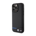 BMW Leather Carbon Blue Line - Case for iPhone 15 Pro Max (black)