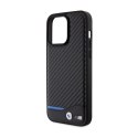 BMW Leather Carbon Blue Line - Case for iPhone 15 Pro Max (black)