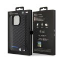 BMW Leather Carbon Blue Line - Case for iPhone 15 Pro Max (black)