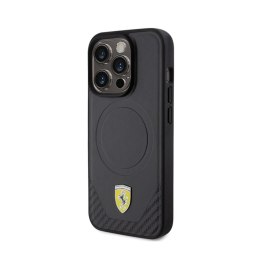 Ferrari Carbon Metal Logo MagSafe - Case for iPhone 15 Pro (Black)