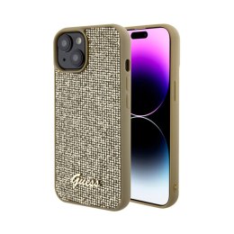 Guess Disco Metal Script - Case for iPhone 15 (Gold)