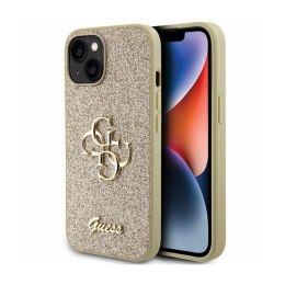 Guess Glitter Script Big 4G - Case for iPhone 15 Plus (Gold)