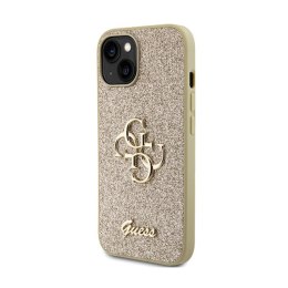 Guess Glitter Script Big 4G - Case for iPhone 15 Plus (Gold)