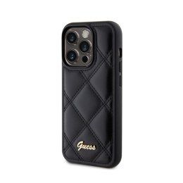 Guess Quilted Metal Logo - Case for iPhone 15 Pro (Black)