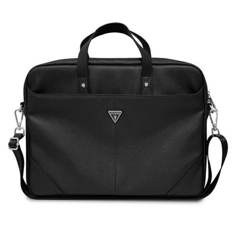 Guess Saffiano Triangle Logo Computer Bag - Computer bag 15"/ 16" (Black)