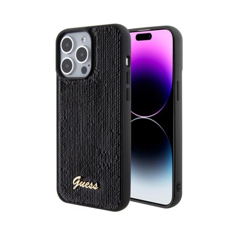 Guess Sequin Script Metal - Case for iPhone 15 Pro Max (Black)