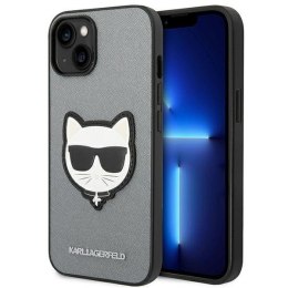 Karl Lagerfeld Saffiano Choupette Head Patch Case - Case for iPhone 14 Plus (Silver)