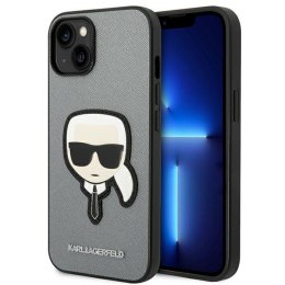 Karl Lagerfeld Saffiano Karl Head Patch Case iPhone 14 Plus (Silver)