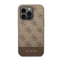 Guess 4G Bottom Stripe Metal Logo Collection - Case for iPhone 14 Pro (Brown)