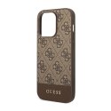 Guess 4G Bottom Stripe Metal Logo Collection - Case for iPhone 14 Pro (Brown)