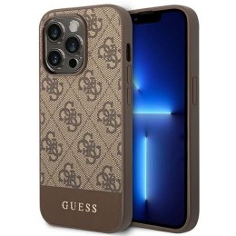 Guess 4G Bottom Stripe Metal Logo Collection - Case for iPhone 14 Pro Max (Brown)