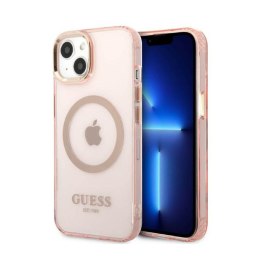 Guess Gold Outline Translucent MagSafe - Case for iPhone 13 (Pink)