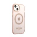 Guess Gold Outline Translucent MagSafe - Case for iPhone 13 (Pink)