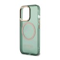 Guess Gold Outline Translucent MagSafe - Case for iPhone 13 Pro (Green)