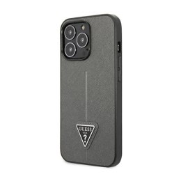 Guess Saffiano Triangle Logo Case - Case for iPhone 14 Pro (Silver)