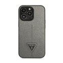 Guess Saffiano Triangle Logo Case - Case for iPhone 14 Pro (Silver)