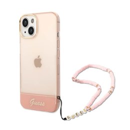 Guess Translucent Pearl Strap - Case for iPhone 14 Plus (Pink)