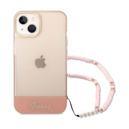 Guess Translucent Pearl Strap - Case for iPhone 14 Plus (Pink)