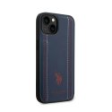 US Polo Assn Leather Stitch - Case for iPhone 14 Plus (Navy blue)