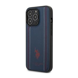 US Polo Assn Leather Stitch - Case for iPhone 14 Pro (Navy blue)