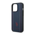 US Polo Assn Leather Stitch - Case for iPhone 14 Pro (Navy blue)