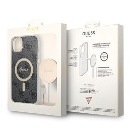 Guess Bundle Pack MagSafe 4G - Set of case for iPhone 14 Plus + MagSafe charger (Black/Gold)