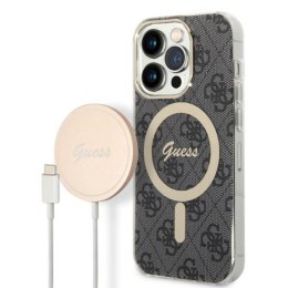 Guess Bundle Pack MagSafe 4G - Set of case for iPhone 14 Pro Max + MagSafe charger (Black/Gold)