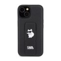 Karl Lagerfeld Gripstand Saffiano Choupette Pins - iPhone 15 Case (Black)