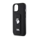 Karl Lagerfeld Gripstand Saffiano Choupette Pins - iPhone 15 Case (Black)